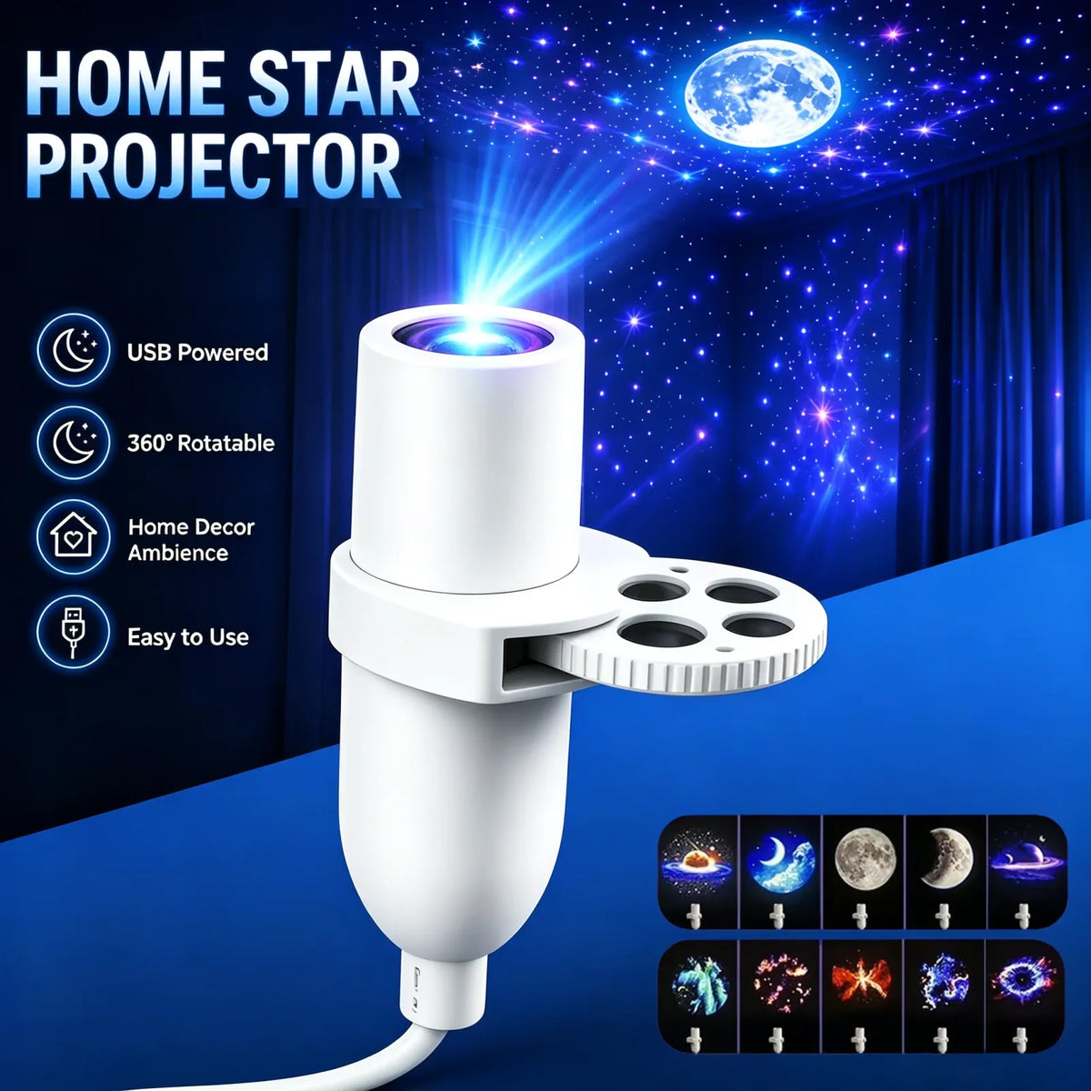 USB Galaxy Star Projector